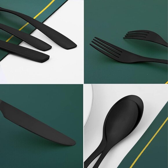 Matte Black Silverware 20 Piece, Spoon and Fork Set, Kitchen Cutlery Set for New - Picture 4 of 6
